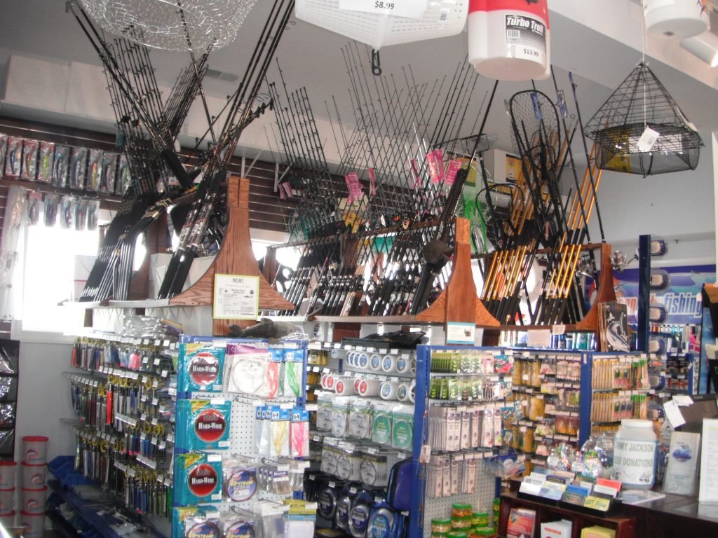 The inside of a bait, tackle and apparel shop