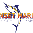 logo reads sunset marina Ocean City Maryland with a fish through it